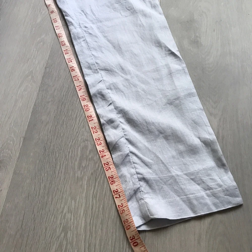 H&M LINEN BLUE DRESS LANTS FLAT FRONT MENS 34